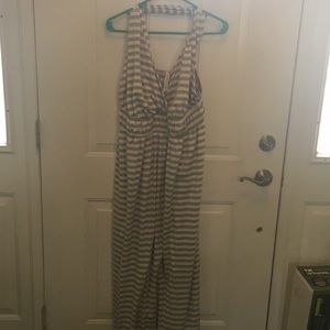 Grey and white maxi dress